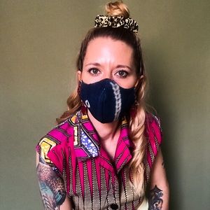 Indigo mudcloth face mask boho African textile
